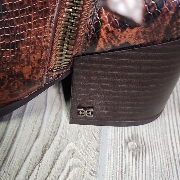 Sam Edelman Carlyssle Brown Snake Faux Leather Ankle Boots Womens Size 5 NEW - Picture 5 of 13